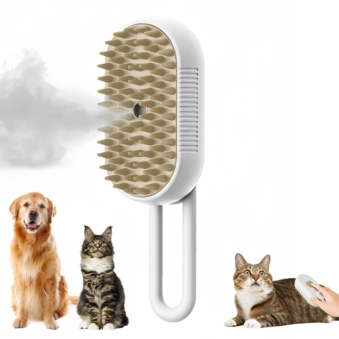 Cepillo 3 en 1 para Mascotas - Cepillo Eléctrico con Vapor para Gato, Cepillo para Perro, Pulverizador Integrado, Masajeador y Peine para Eliminar el Pelo