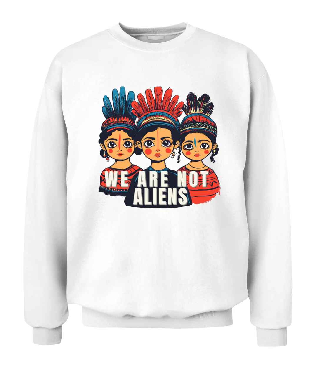 Sudadera "We Are Not Aliens" unisex de cuello redondo