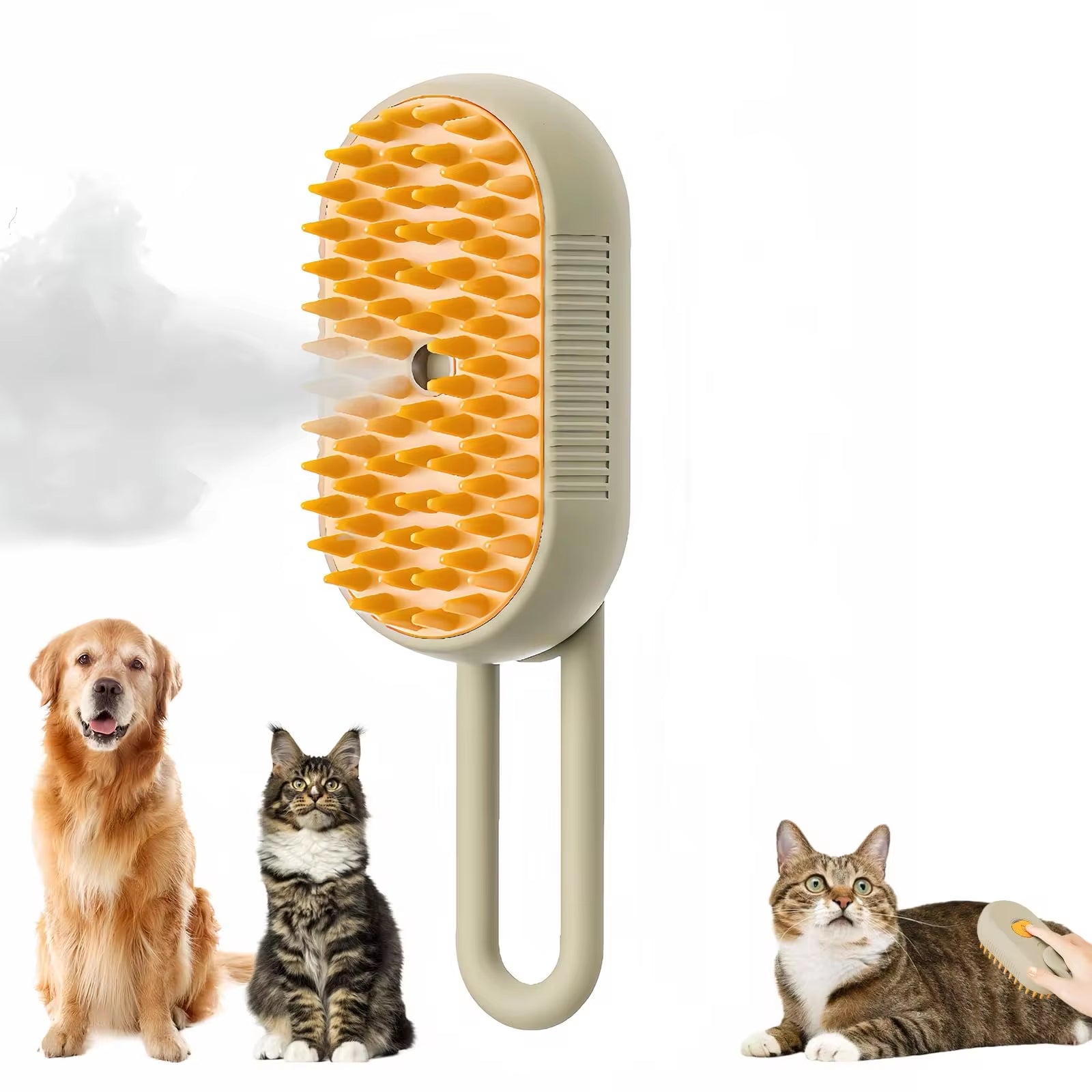 Cepillo 3 en 1 para Mascotas - Cepillo Eléctrico con Vapor para Gato, Cepillo para Perro, Pulverizador Integrado, Masajeador y Peine para Eliminar el Pelo